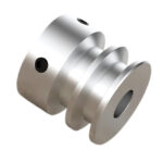 V-Shape Aluminum Alloy Double Pulley Wheel 30mm(1-3/16") Fixed Bore Pulley for Motor Shaft Drive 6mm(1/4") PU Round Belt