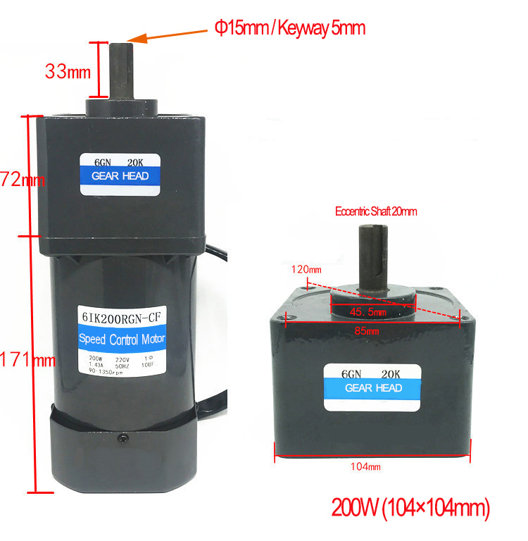 CHANCS Variable Electric Motor 220V 200W Single Phase AC Motor For Machine Tool - Image 8